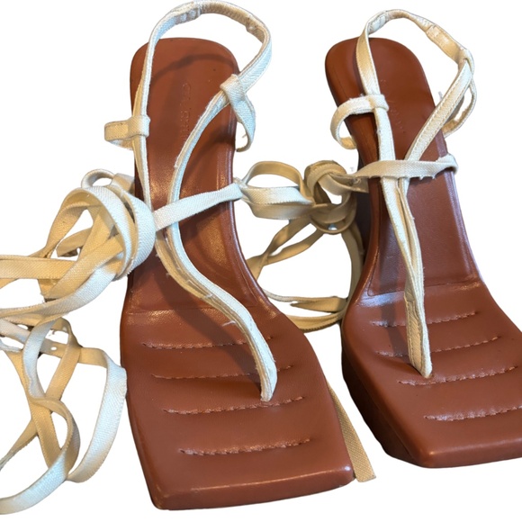 Gia Borghini x RHW Strappy Leather Wedge Sandals - Picture 2 of 5